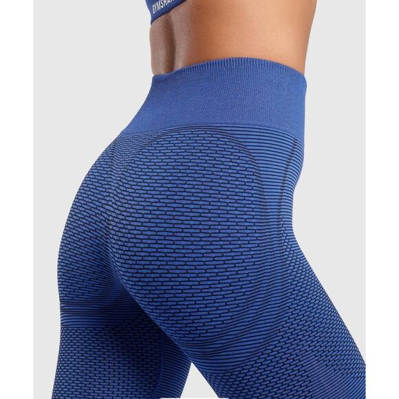 Gymshark Sport Seamless Breathable High Waisted Force Blue Leggings Size Small - Picture 2 of 14